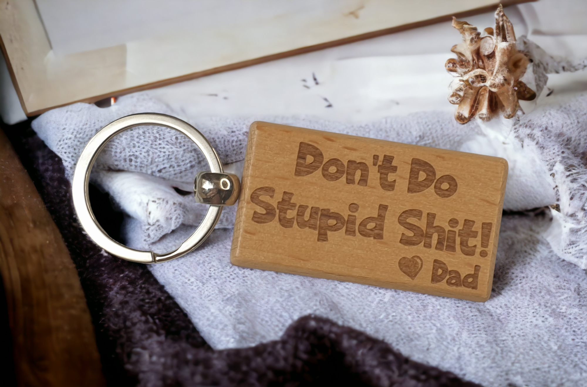 Don't Do Stupid Engraved Keychain, Wood Gifts For Son, Daughter, Mom, –  Royal Crafting