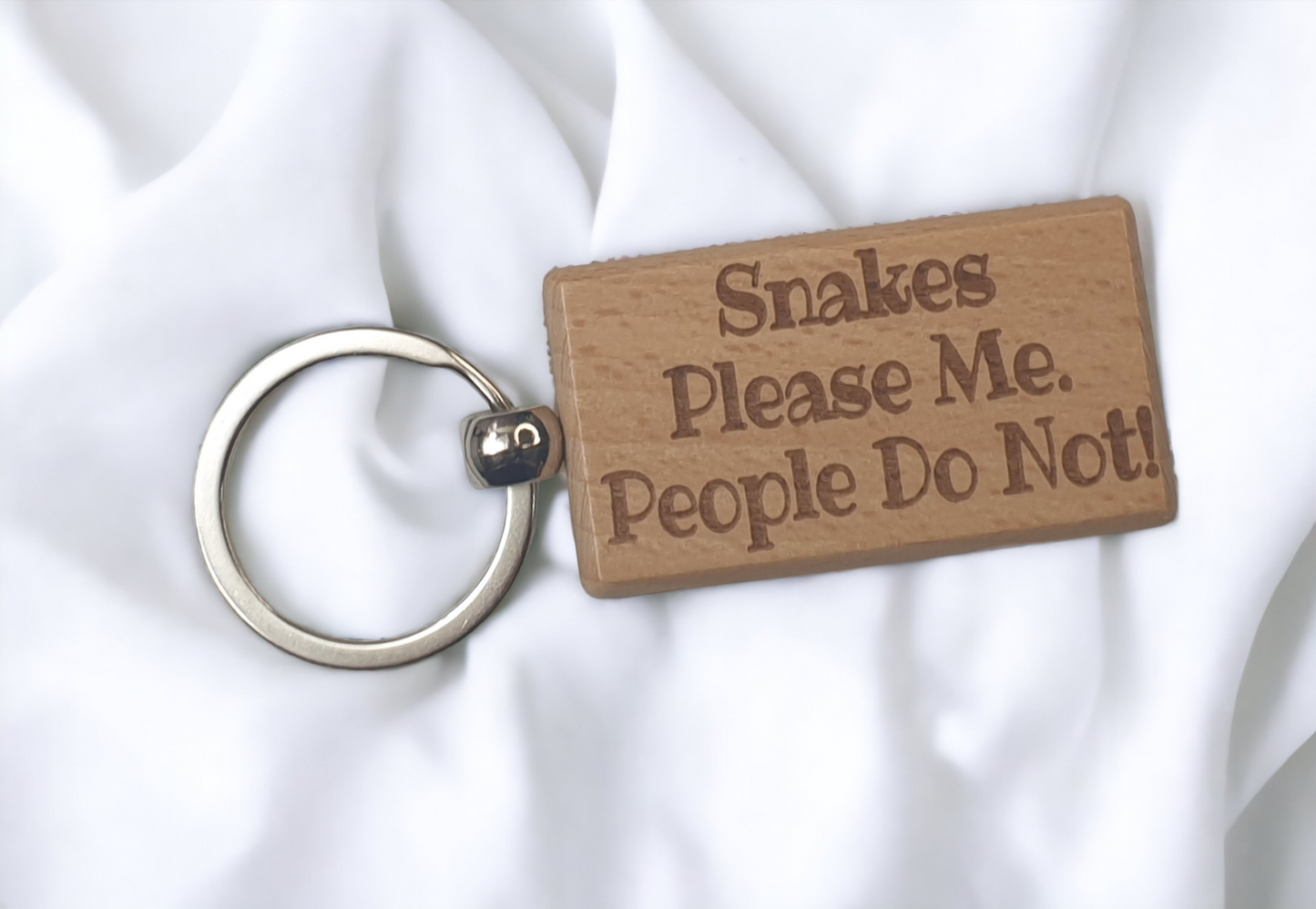 Snake Keyring Gift - Snakes Please Me People Do Not - Cute Engraved Wooden Key Fob Novelty Nice Custom Present