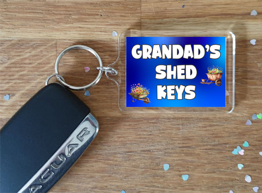 Grandad Keyring Gift - Grandad's Shed Keys - Nice Fun Cute Novelty Gardening Key Chain Present