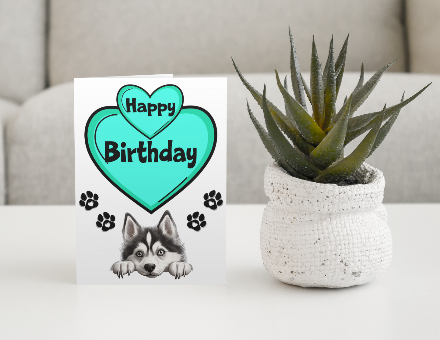 Husky Birthday Card - Nice Cute Fun Pet Dog Puppy Owner Novelty Greeting Card