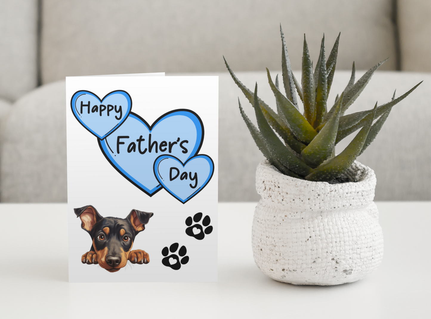 Doberman Father's Day Card - Nice Cute Fun Pet Dog Puppy Owner Novelty Greeting Card