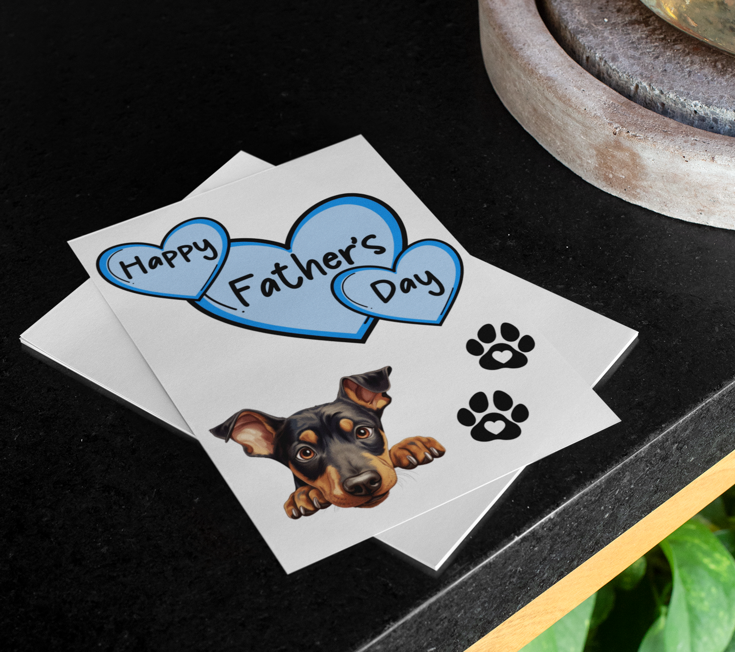 Doberman Father's Day Card - Nice Cute Fun Pet Dog Puppy Owner Novelty Greeting Card