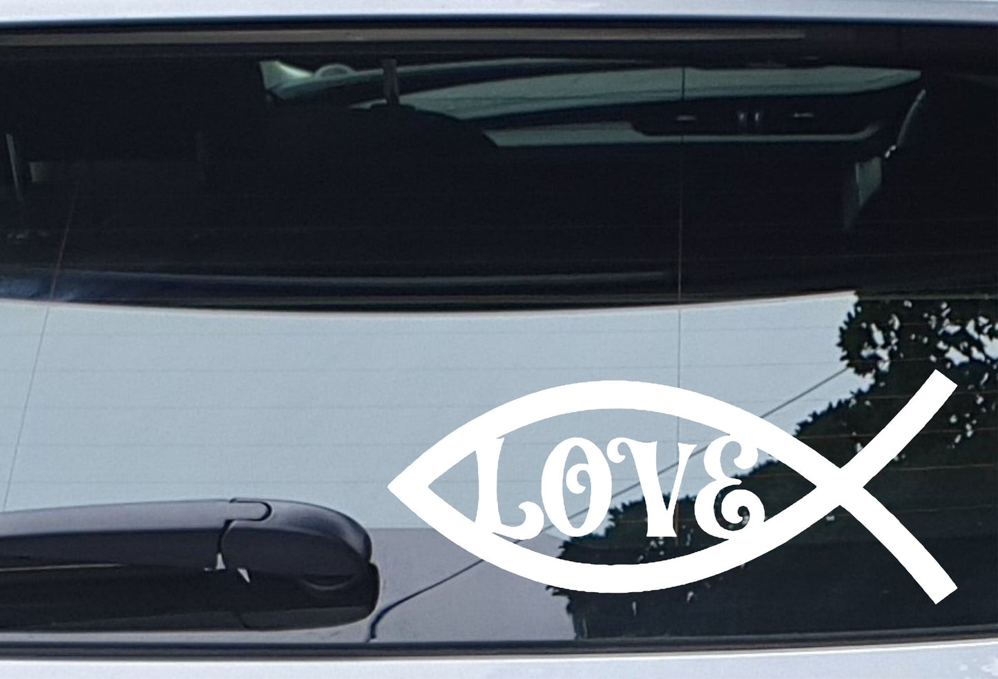 Car Sticker Jesus Christian Love Fish Novelty Religious Van Cute Window Bumper Boot Door Decal