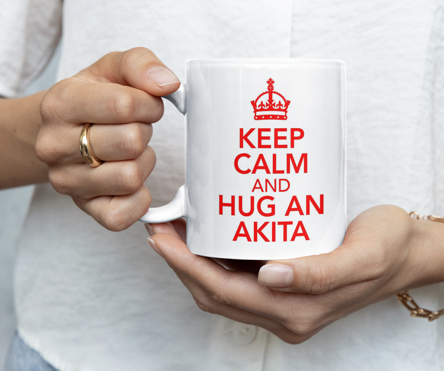 Akita Mug Gift - Keep Calm And Hug A - Nice Fun Cute Retro Style Novelty Cup Present