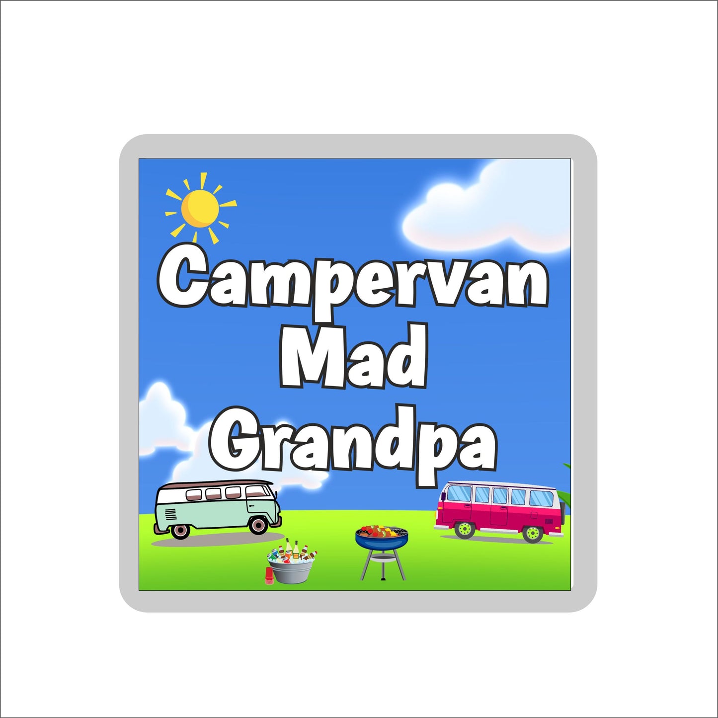 Grandpa Campervan Coaster Gift - Campervan Mad Grandpa - Nice Fun Cute Novelty Present