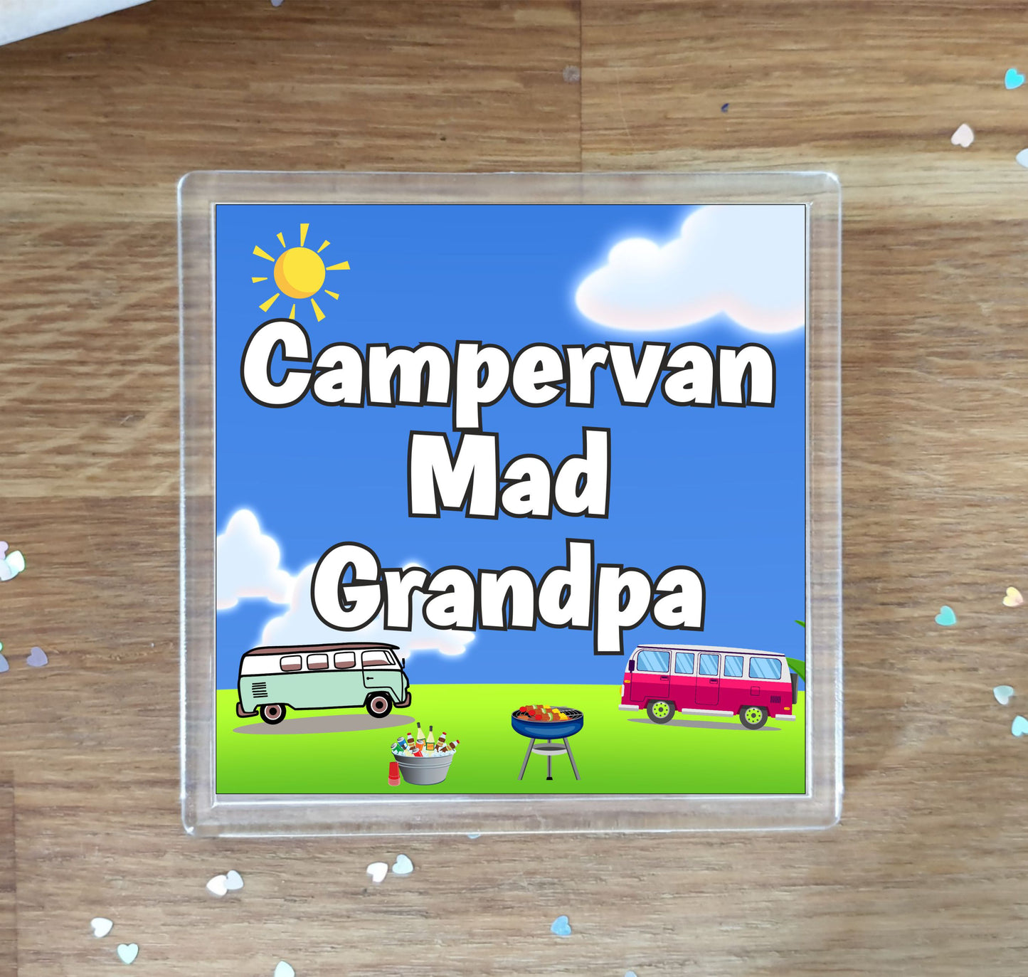 Grandpa Campervan Coaster Gift - Campervan Mad Grandpa - Nice Fun Cute Novelty Present