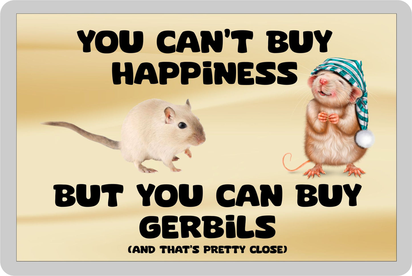 Gerbil Fridge Magnet Gift – You Can't Buy Happiness But You Can Buy * - Novelty Cute Bird Animal Present