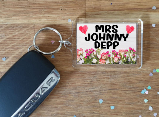 Mrs Johnny Depp Keyring Gift - Movie Star Fan Thirst Holiday Birthday Fun Cute Novelty Present