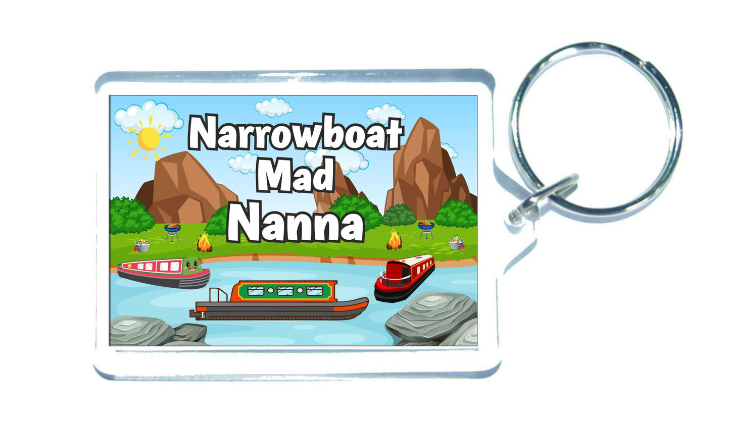 Nanna Narrowboat Keyring Gift - Narrowboat Mad Nanna - Fun Cute Novelty Holiday Present