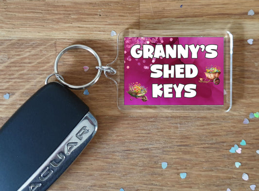 Granny Keyring - Granny's Shed Keys - Nice Fun Cute Novelty Gardening Key Chain Present