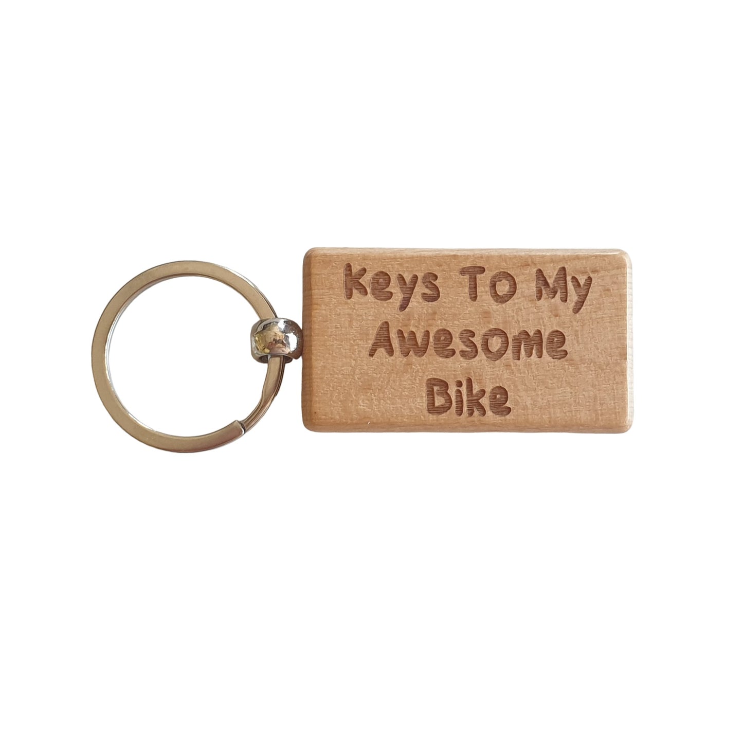 Bike Keyring Gift - Keys To My Awesome Bike - Nice Cute Engraved Wooden Key Fob Novelty Custom Present