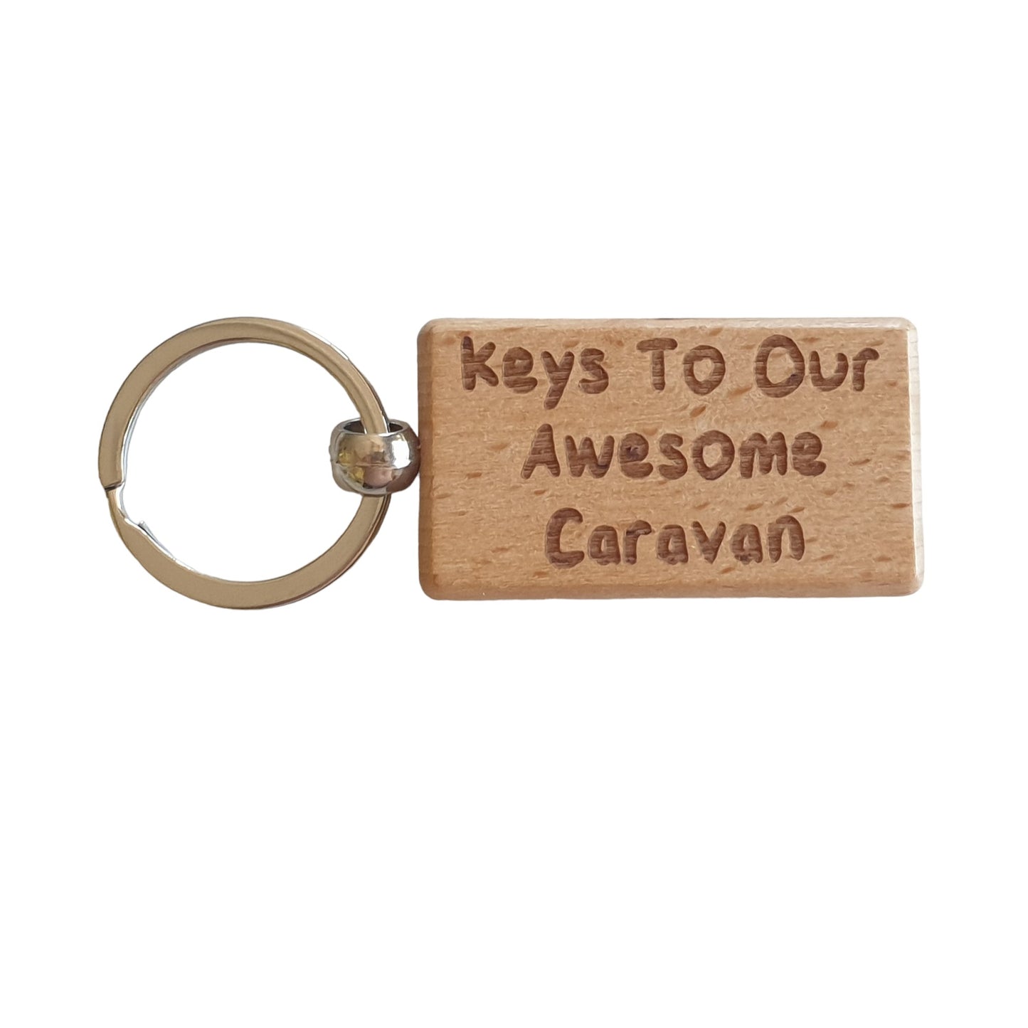 Caravan Keyring Gift - Keys To Our Awesome Caravan - Nice Cute Engraved Wooden Key Fob Novelty Custom Present