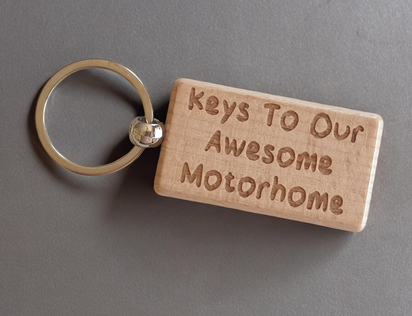 Motorhome Keyring Gift - Keys To Our Awesome Motorhome - Nice Cute Engraved Wooden Key Fob Novelty Custom Present