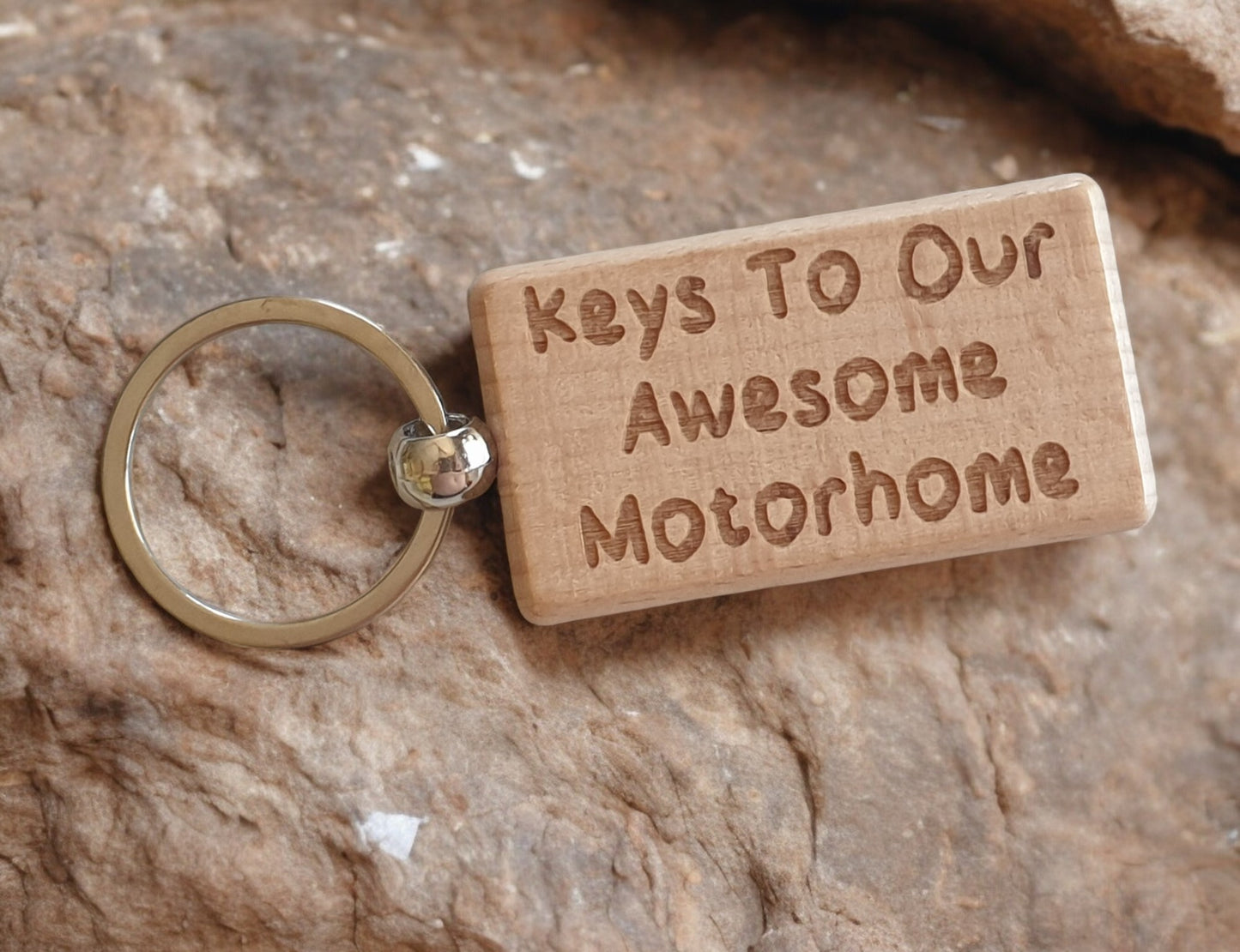 Motorhome Keyring Gift - Keys To Our Awesome Motorhome - Nice Cute Engraved Wooden Key Fob Novelty Custom Present