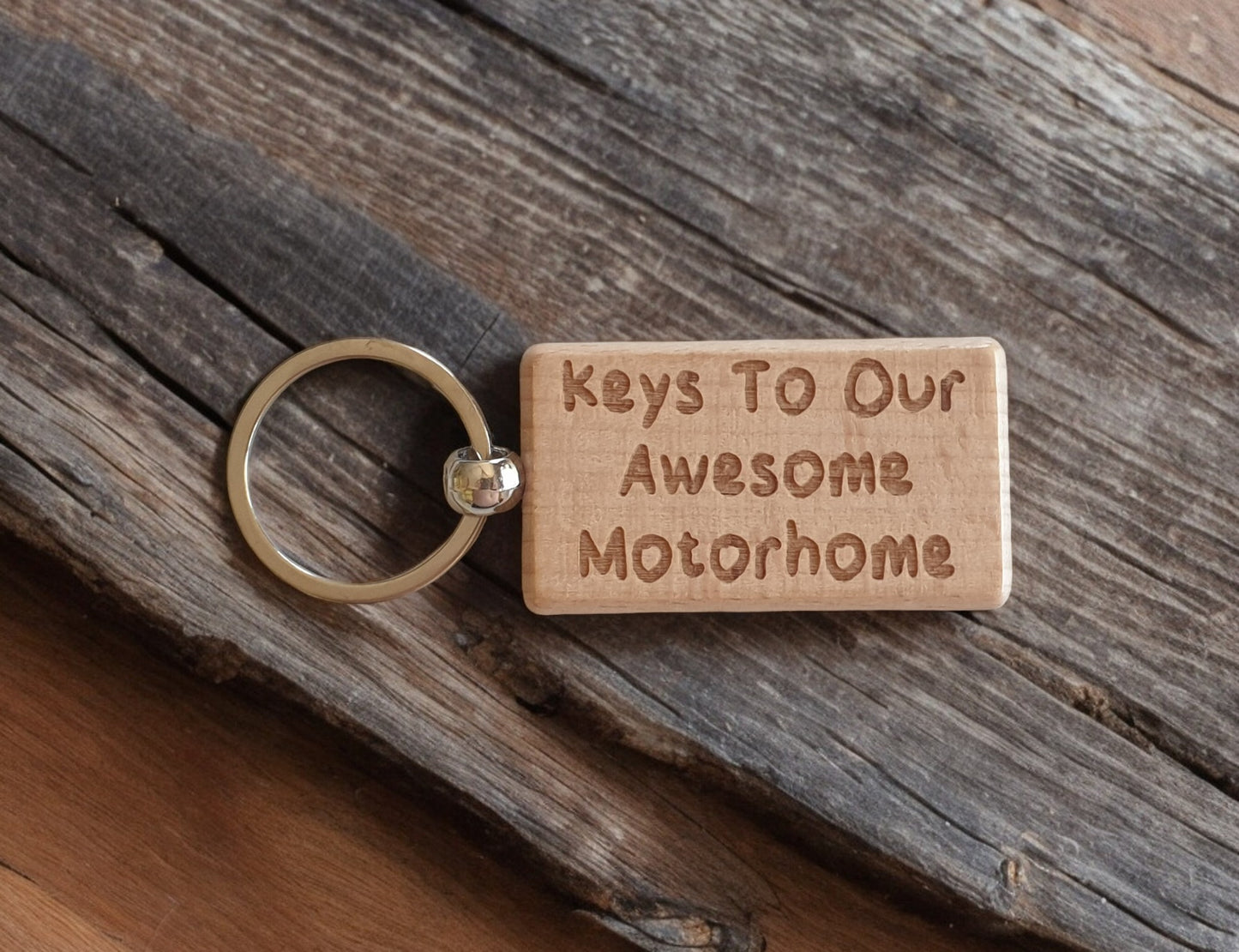 Motorhome Keyring Gift - Keys To Our Awesome Motorhome - Nice Cute Engraved Wooden Key Fob Novelty Custom Present