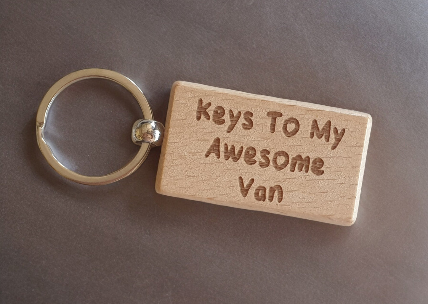 Van Keyring Gift - Keys To My Awesome Van - Nice Cute Engraved Wooden Key Fob Novelty Custom Present