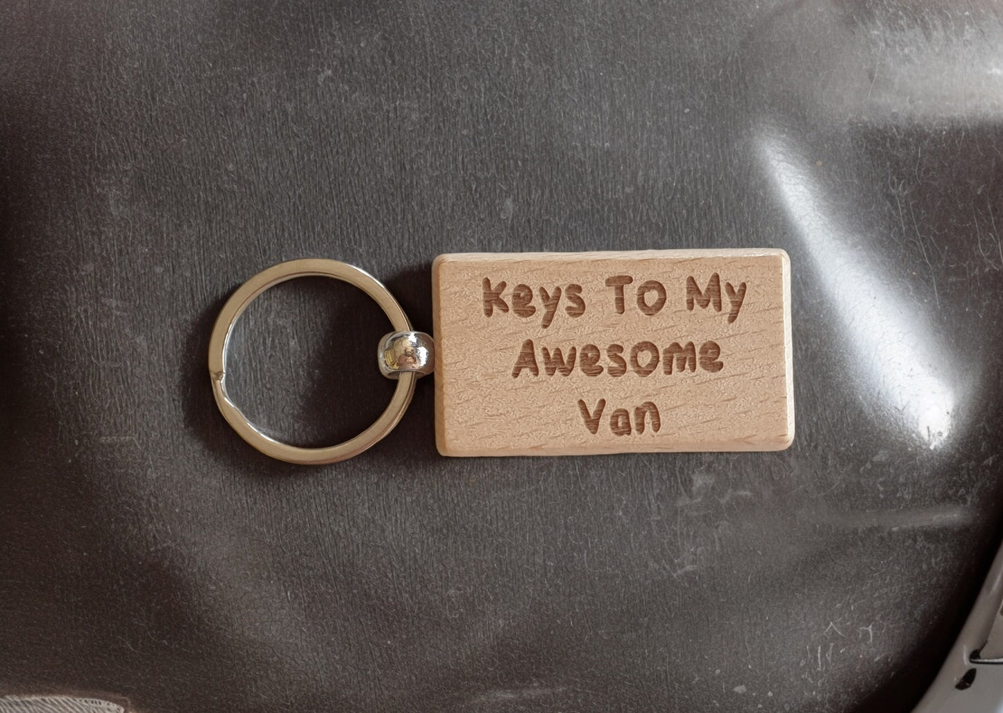 Van Keyring Gift - Keys To My Awesome Van - Nice Cute Engraved Wooden Key Fob Novelty Custom Present