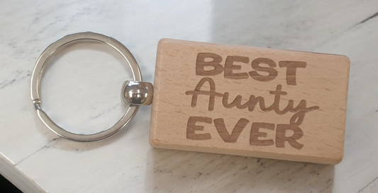 Aunty Keyring Gift Best Ever Cute Engraved Wooden Key Fob Fun Novelty Nice Present