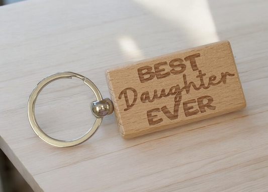 Daughter Keyring Gift Best Ever Cute Engraved Wooden Key Fob Fun Novelty Nice Present