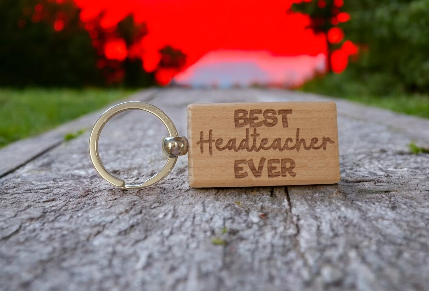 Headteacher Keyring Gift Best Headteacher Ever Cute Engraved Wooden Key Fob Fun Novelty Nice Present