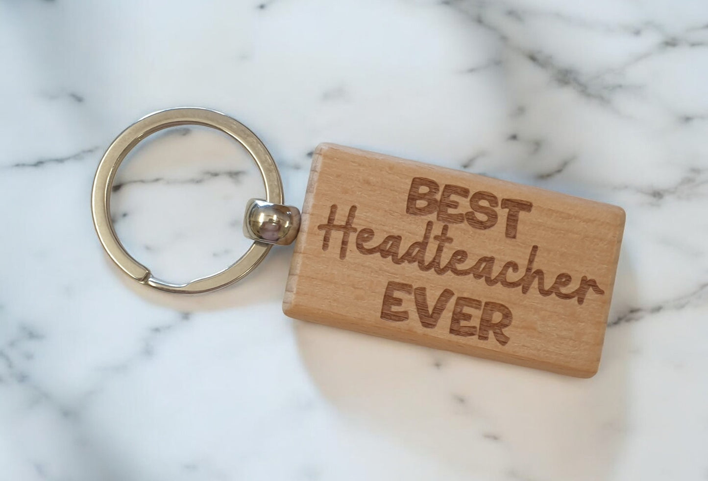 Headteacher Keyring Gift Best Headteacher Ever Cute Engraved Wooden Key Fob Fun Novelty Nice Present