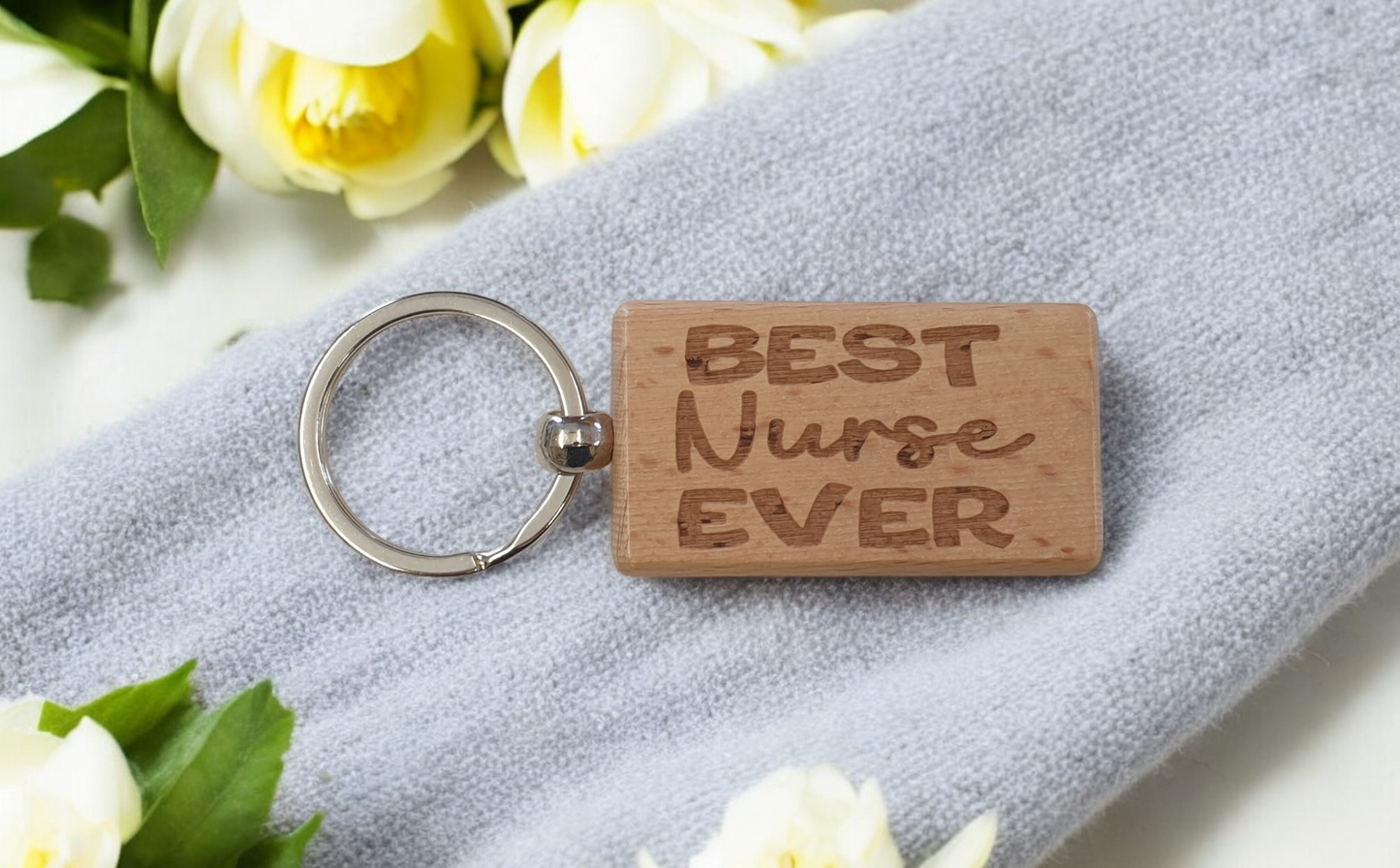 Nurse Keyring Gift Best Ever Cute Engraved Wooden Key Fob Fun Novelty Nice Present