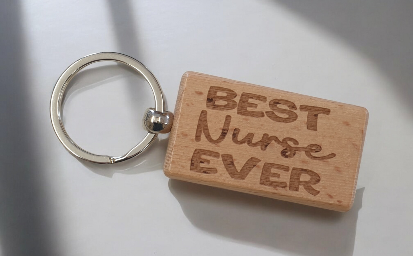 Nurse Keyring Gift Best Ever Cute Engraved Wooden Key Fob Fun Novelty Nice Present