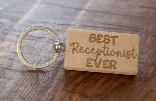 Receptionist Keyring Gift Best Ever Cute Engraved Wooden Key Fob Fun Novelty Nice Present (Copy) (Copy)