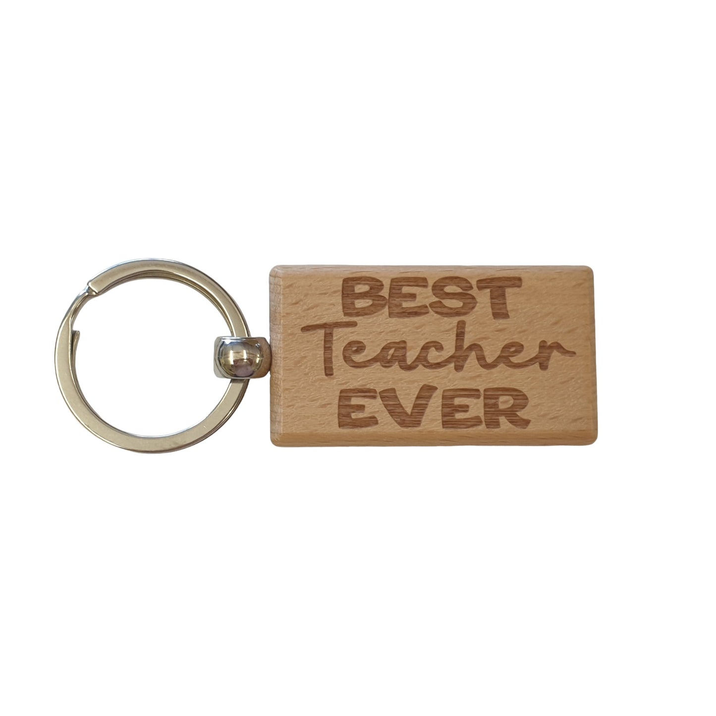 Teacher Keyring Gift Best Ever Cute Engraved Wooden Key Fob Fun Novelty Nice Present