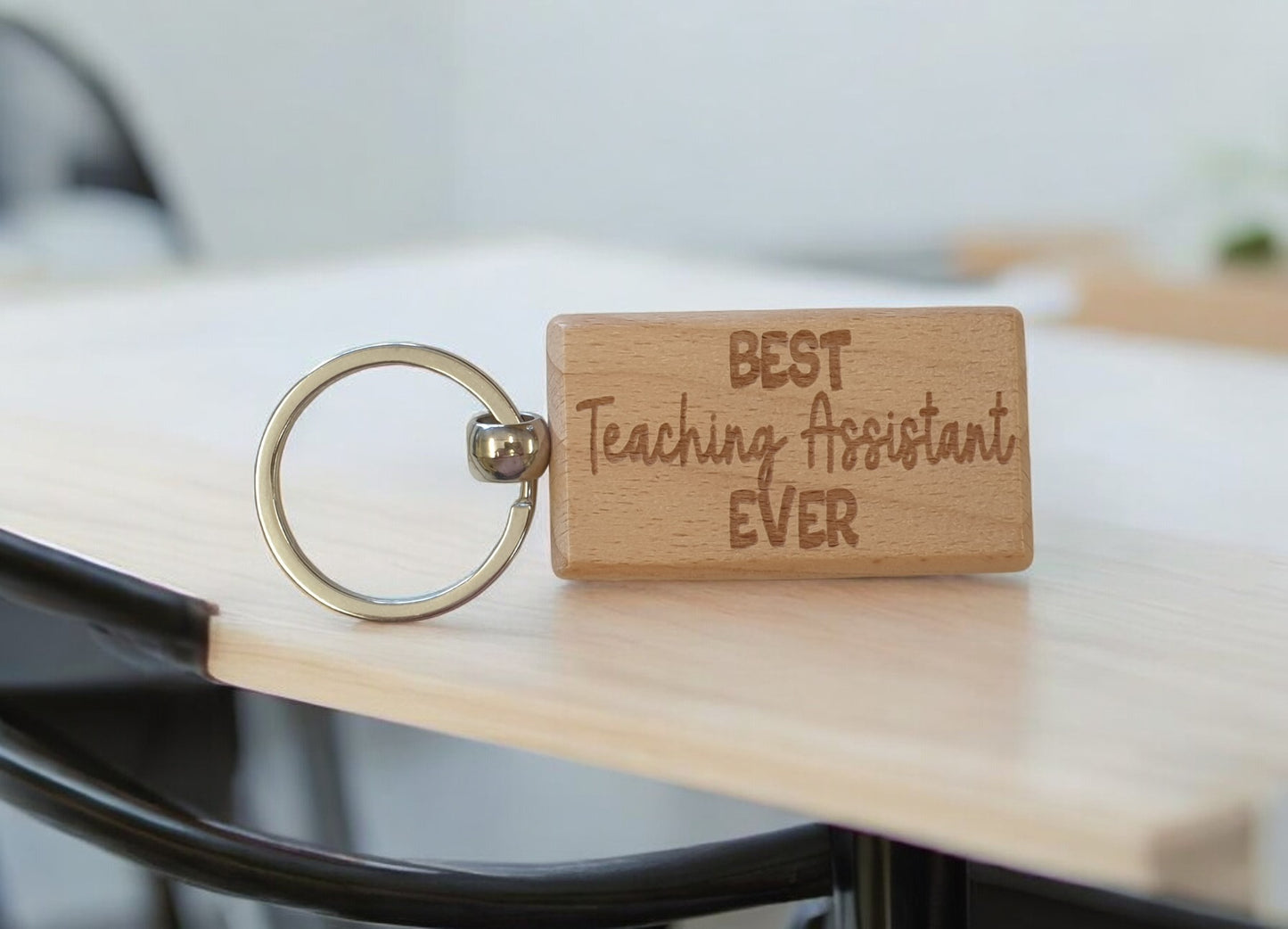 Teaching Assistant Keyring Gift Best Ever Cute Engraved Wooden Key Fob Fun Novelty Nice Present (Copy)