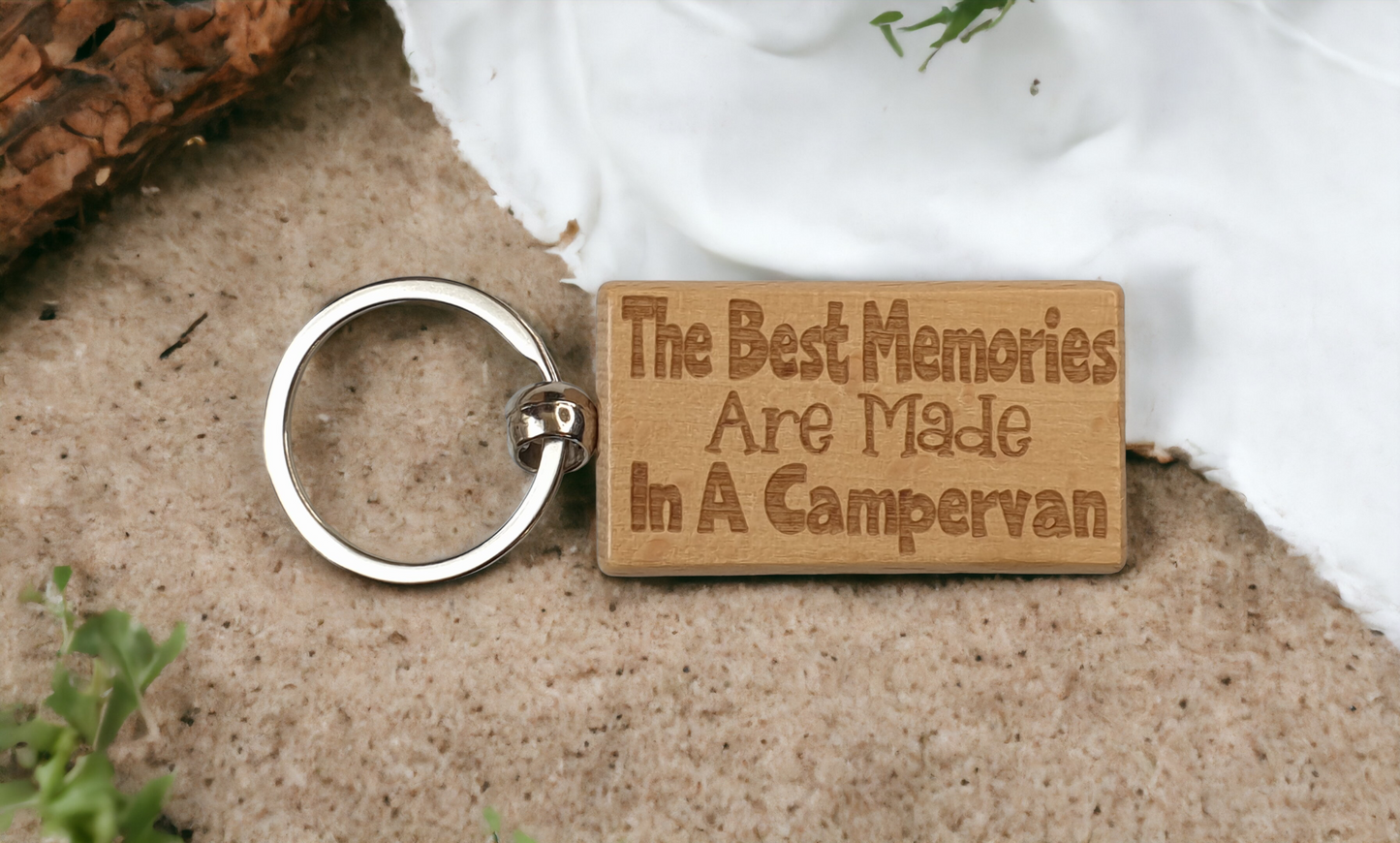 Campervan Keyring Gift The Best Memories Are Made Engraved Wooden Cute Key Fob Fun Novelty Nice Custom Present