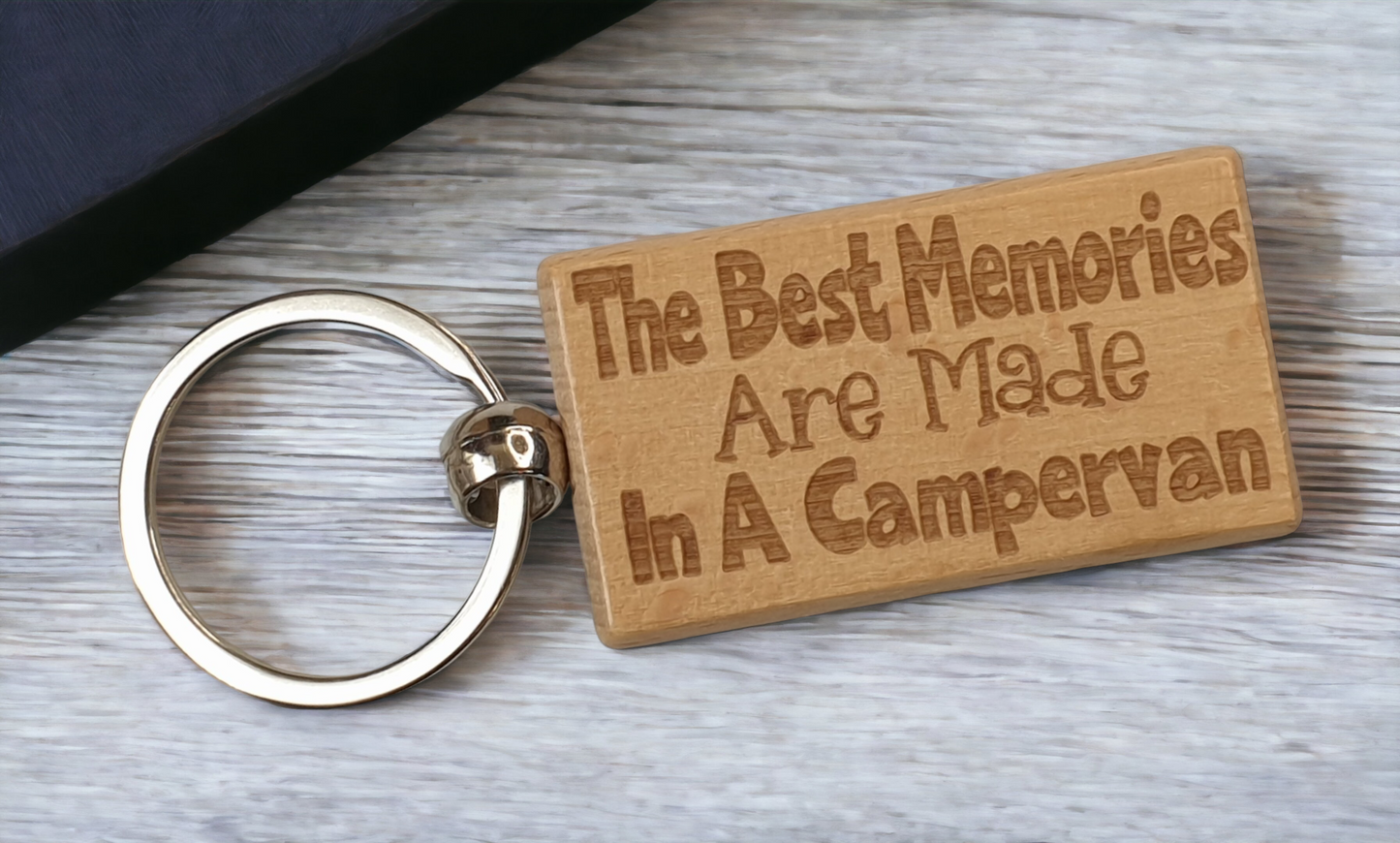 Campervan Keyring Gift The Best Memories Are Made Engraved Wooden Cute Key Fob Fun Novelty Nice Custom Present