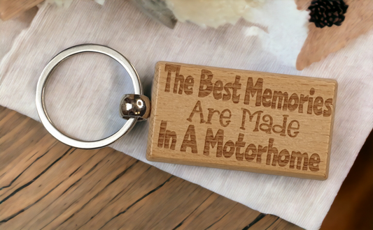 Motorhome Keyring Gift The Best Memories Are Made Engraved Wooden Cute Key Fob Fun Novelty Nice Custom Present