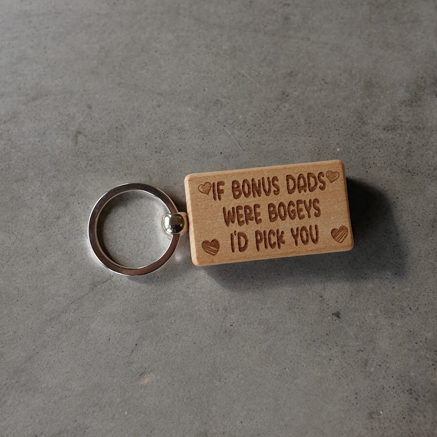 Bonus Dad Keyring Gift - If Bonus Dads Were Bogeys I'd Pick You - Cute Engraved Wooden Keyring Funny Novelty Nice Custom Present