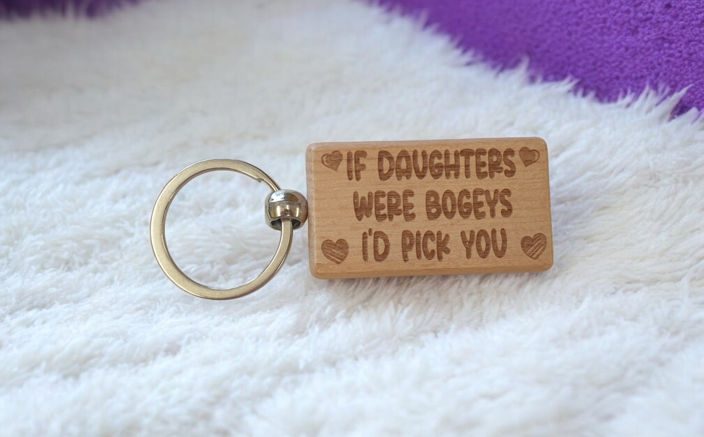 Daughter Keyring Gift If * Were Bogeys I'd Pick You Cute Engraved Wooden Key Fob Fun Novelty Nice Present