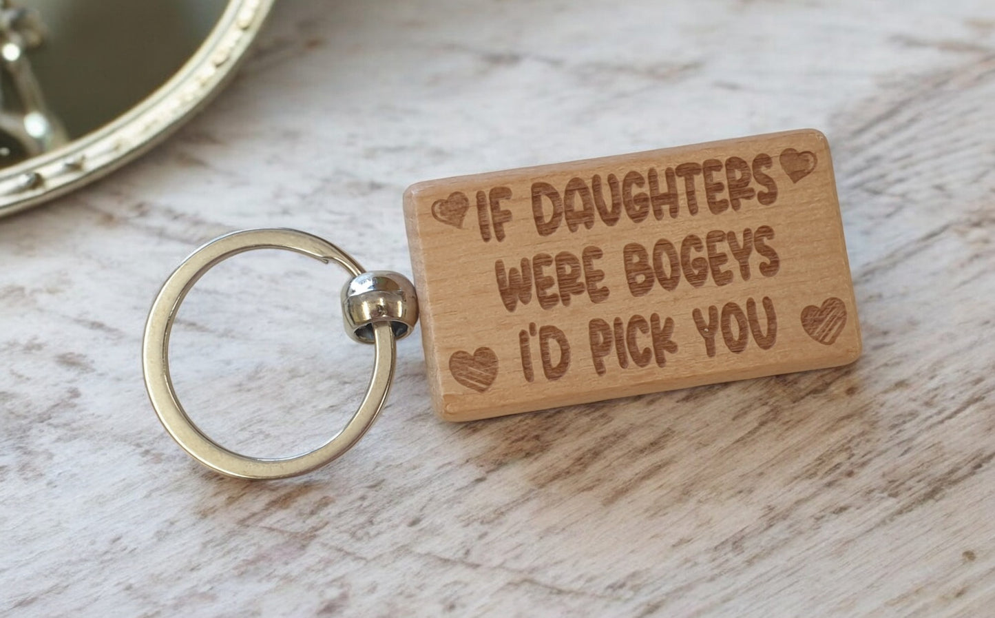 Daughter Keyring Gift If * Were Bogeys I'd Pick You Cute Engraved Wooden Key Fob Fun Novelty Nice Present