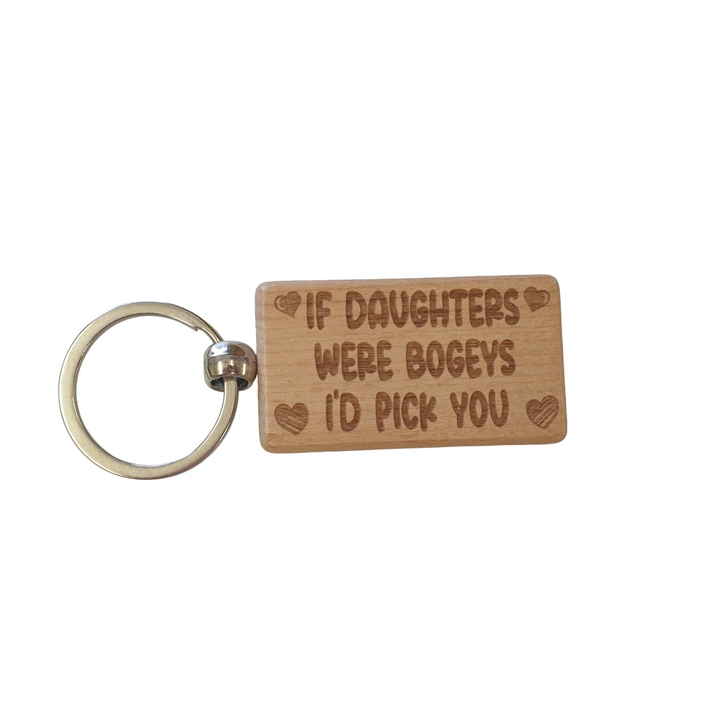 Daughter Keyring Gift If * Were Bogeys I'd Pick You Cute Engraved Wooden Key Fob Fun Novelty Nice Present