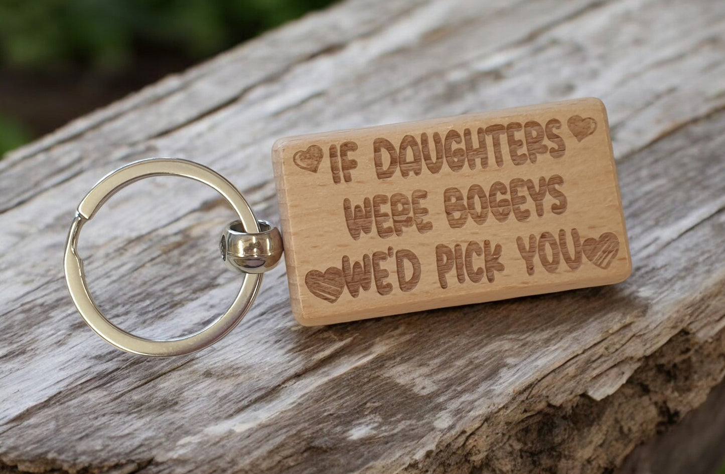 Daughter Keyring Gift If * Were Bogeys We'd Pick You Cute Engraved Wooden Key Fob Fun Novelty Nice Present