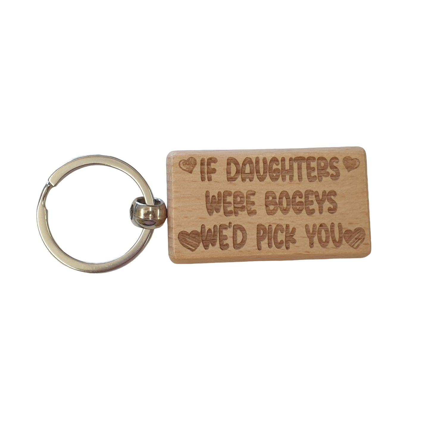 Daughter Keyring Gift If * Were Bogeys We'd Pick You Cute Engraved Wooden Key Fob Fun Novelty Nice Present