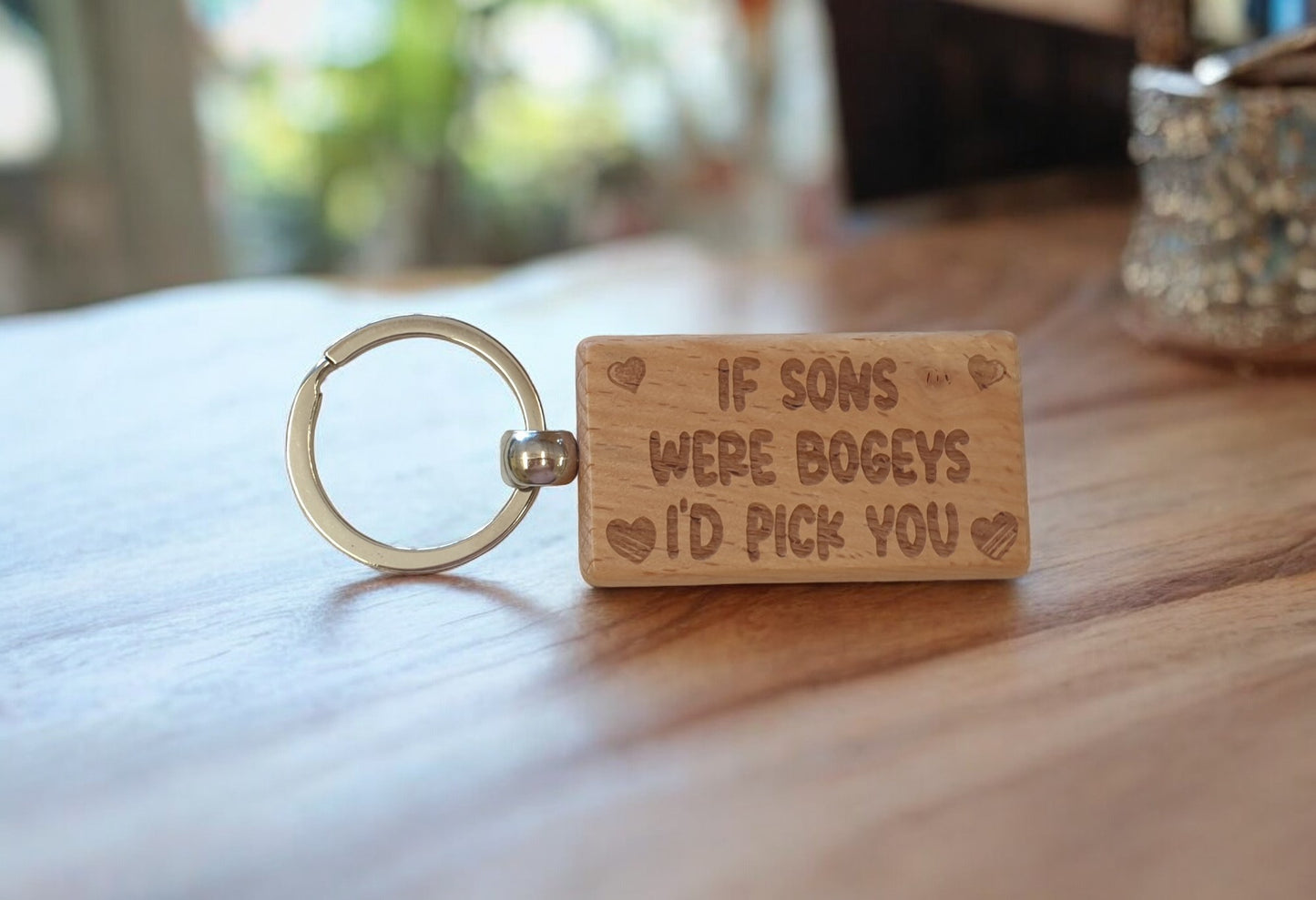 Son Keyring Gift If * Were Bogeys I'd Pick You Cute Engraved Wooden Key Fob Fun Novelty Nice Present