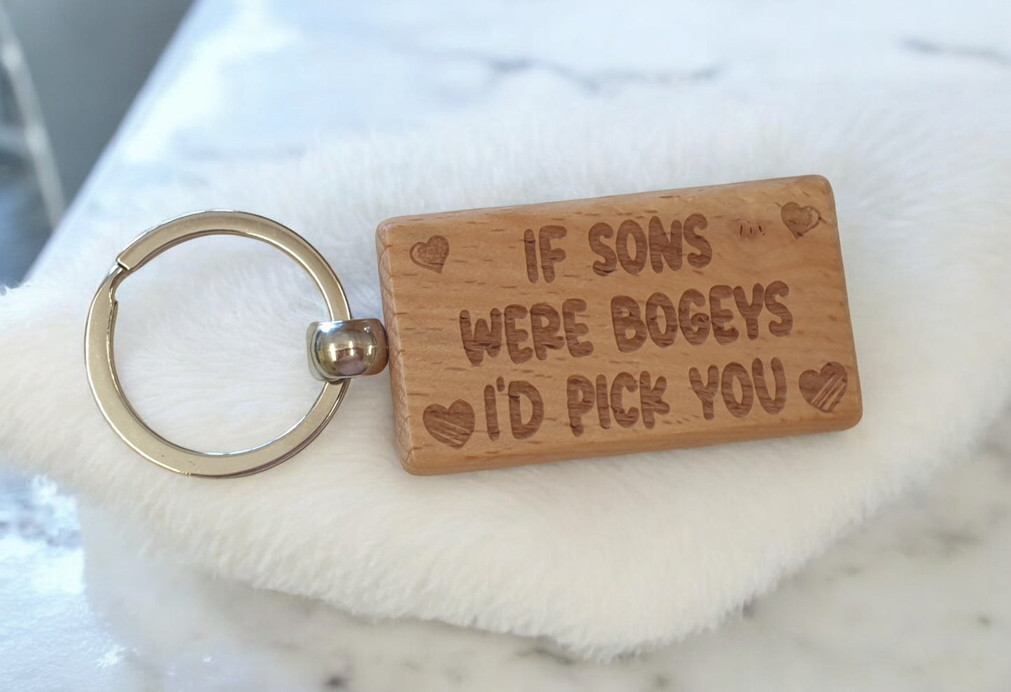 Son Keyring Gift If * Were Bogeys I'd Pick You Cute Engraved Wooden Key Fob Fun Novelty Nice Present