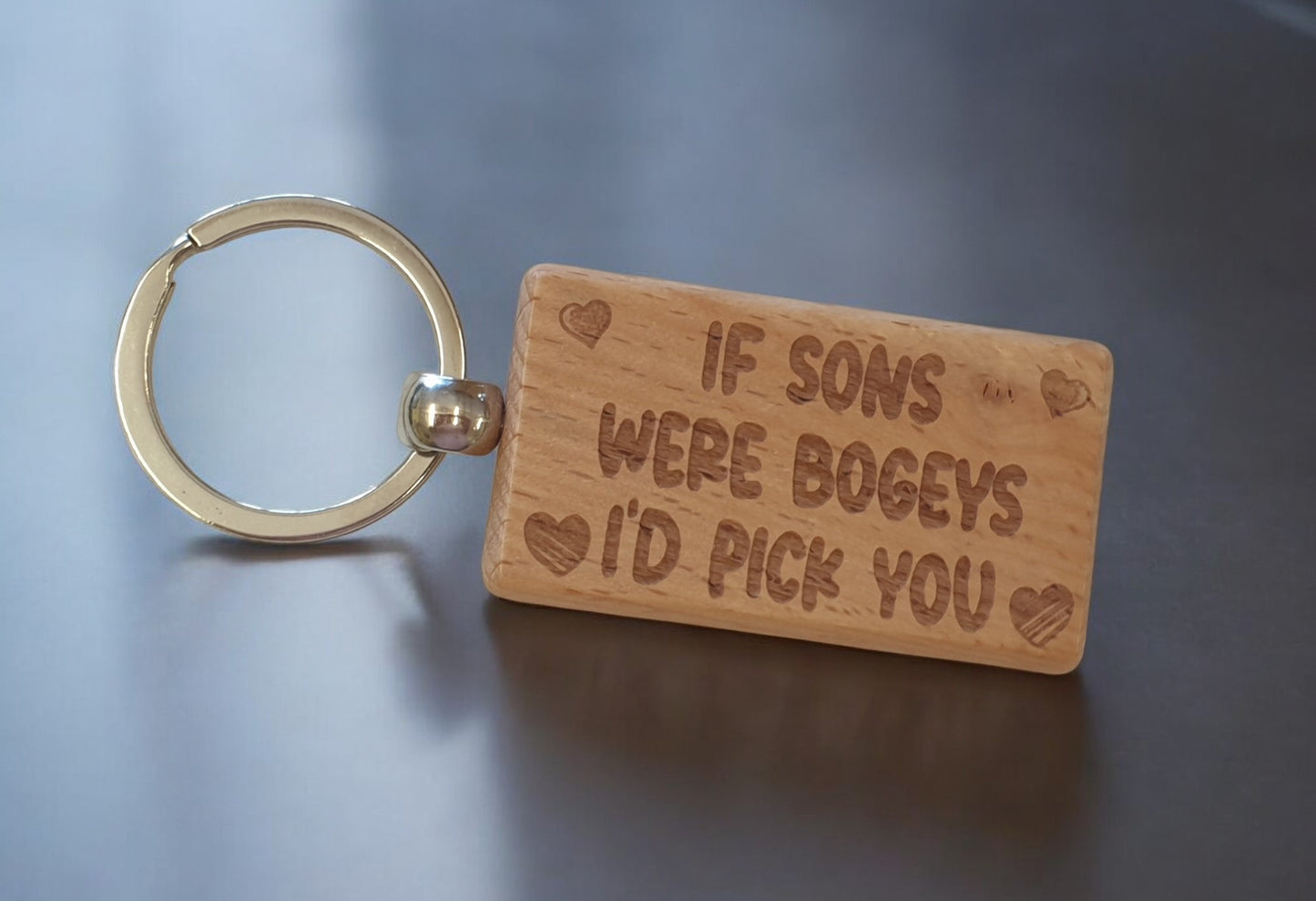 Son Keyring Gift If * Were Bogeys I'd Pick You Cute Engraved Wooden Key Fob Fun Novelty Nice Present