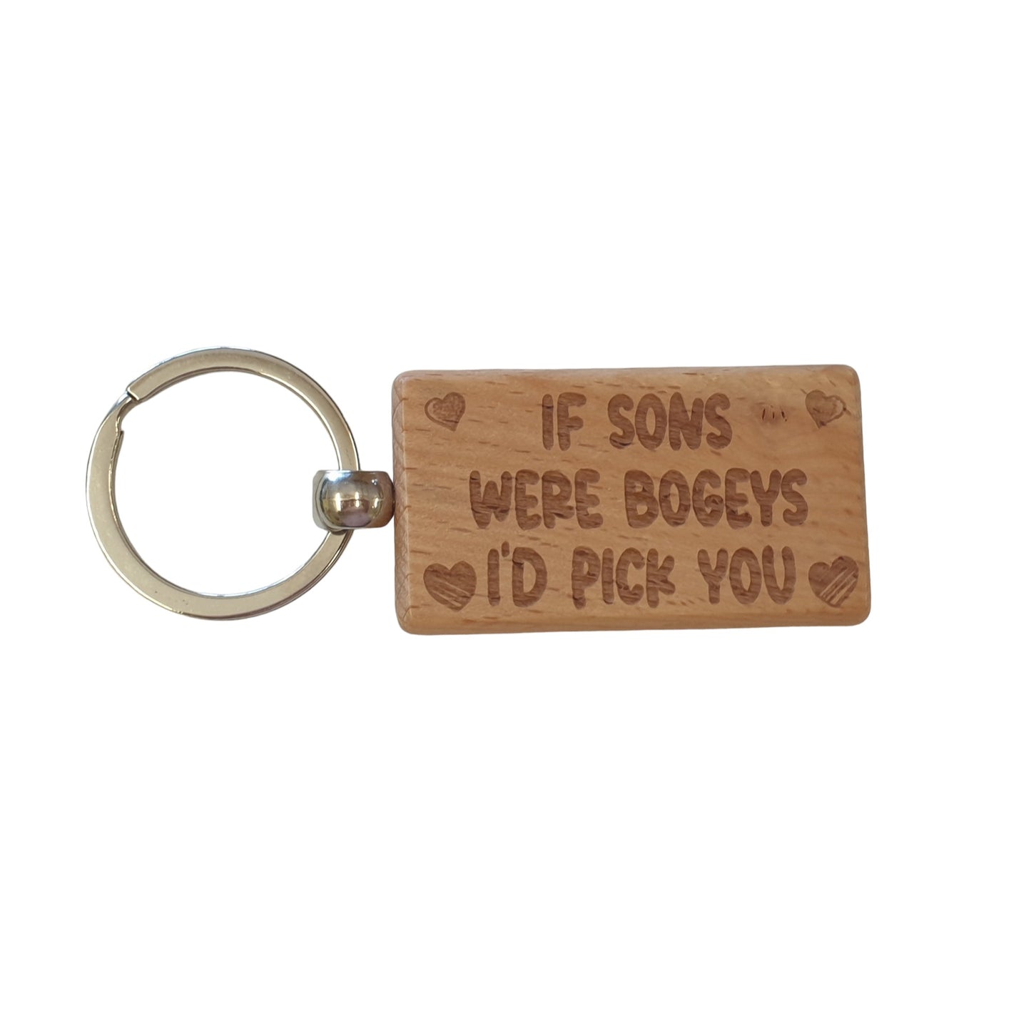 Son Keyring Gift If * Were Bogeys I'd Pick You Cute Engraved Wooden Key Fob Fun Novelty Nice Present