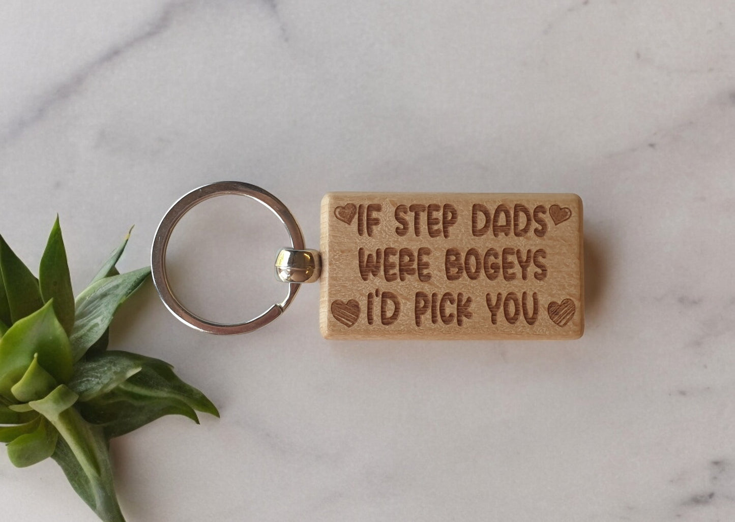 Step Dad Keyring Gift - If Step Dads Were Bogeys I'd Pick You - Cute Engraved Wooden Keyring Funny Novelty Nice Custom Present