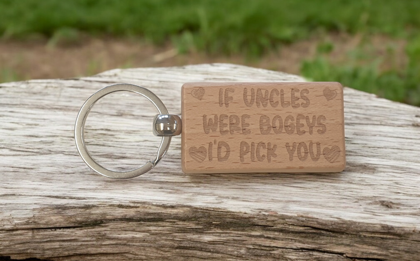 Uncle Keyring Gift If * Were Bogeys I'd Pick You Cute Engraved Wooden Key Fob Fun Novelty Nice Present