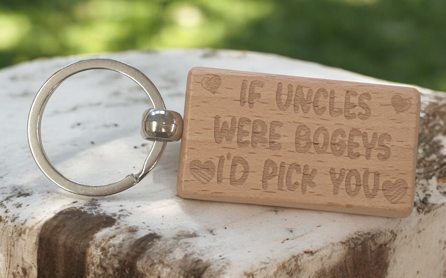 Uncle Keyring Gift If * Were Bogeys I'd Pick You Cute Engraved Wooden Key Fob Fun Novelty Nice Present