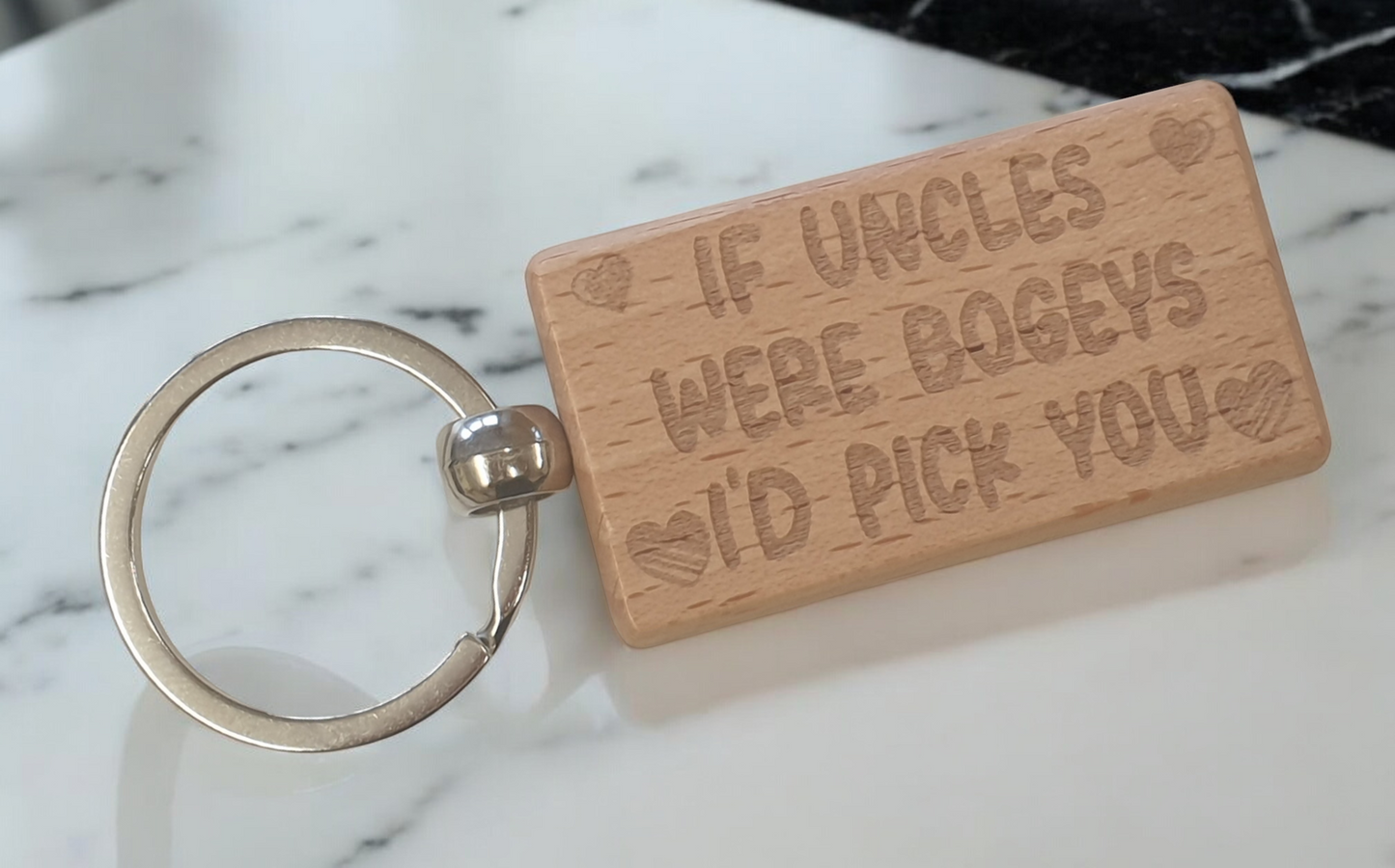 Uncle Keyring Gift If * Were Bogeys I'd Pick You Cute Engraved Wooden Key Fob Fun Novelty Nice Present