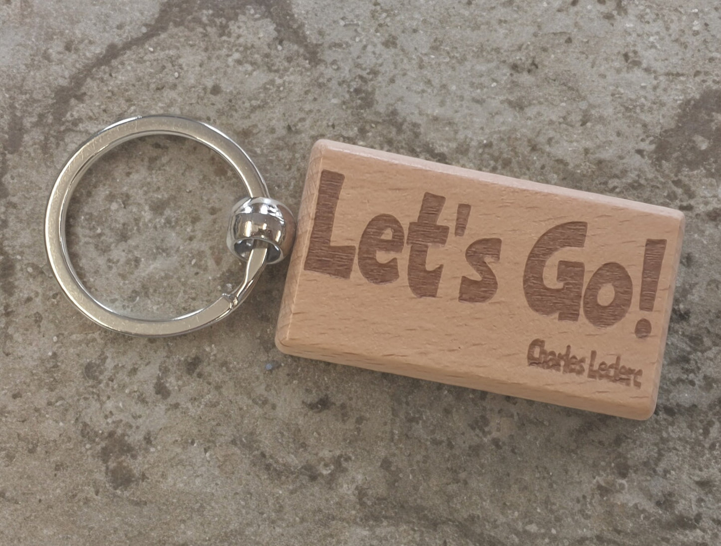 Charles Leclerc Keyring Gift Let's Go Engraved Wooden Key Fob Fun Novelty Nice F1 Present