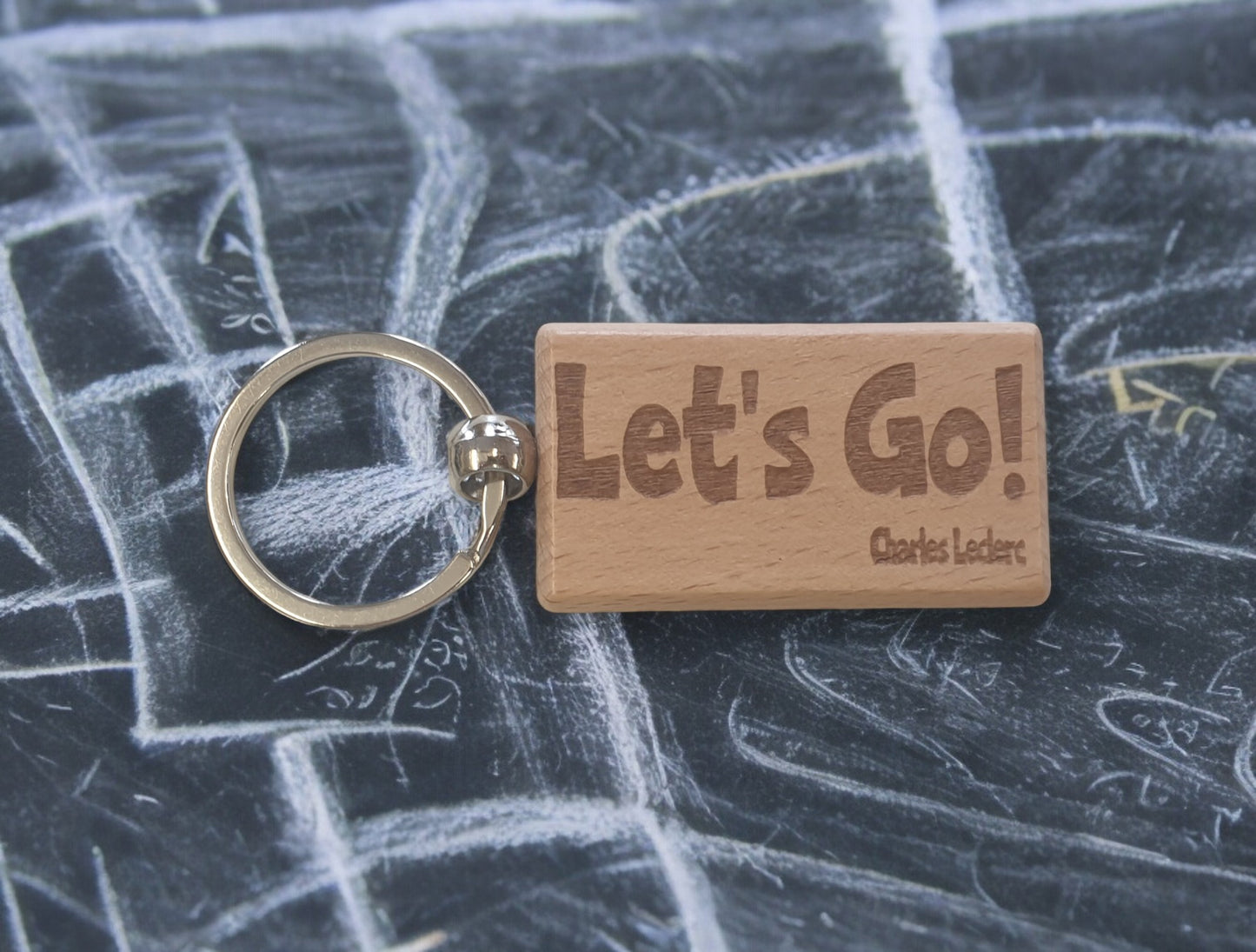 Charles Leclerc Keyring Gift Let's Go Engraved Wooden Key Fob Fun Novelty Nice F1 Present