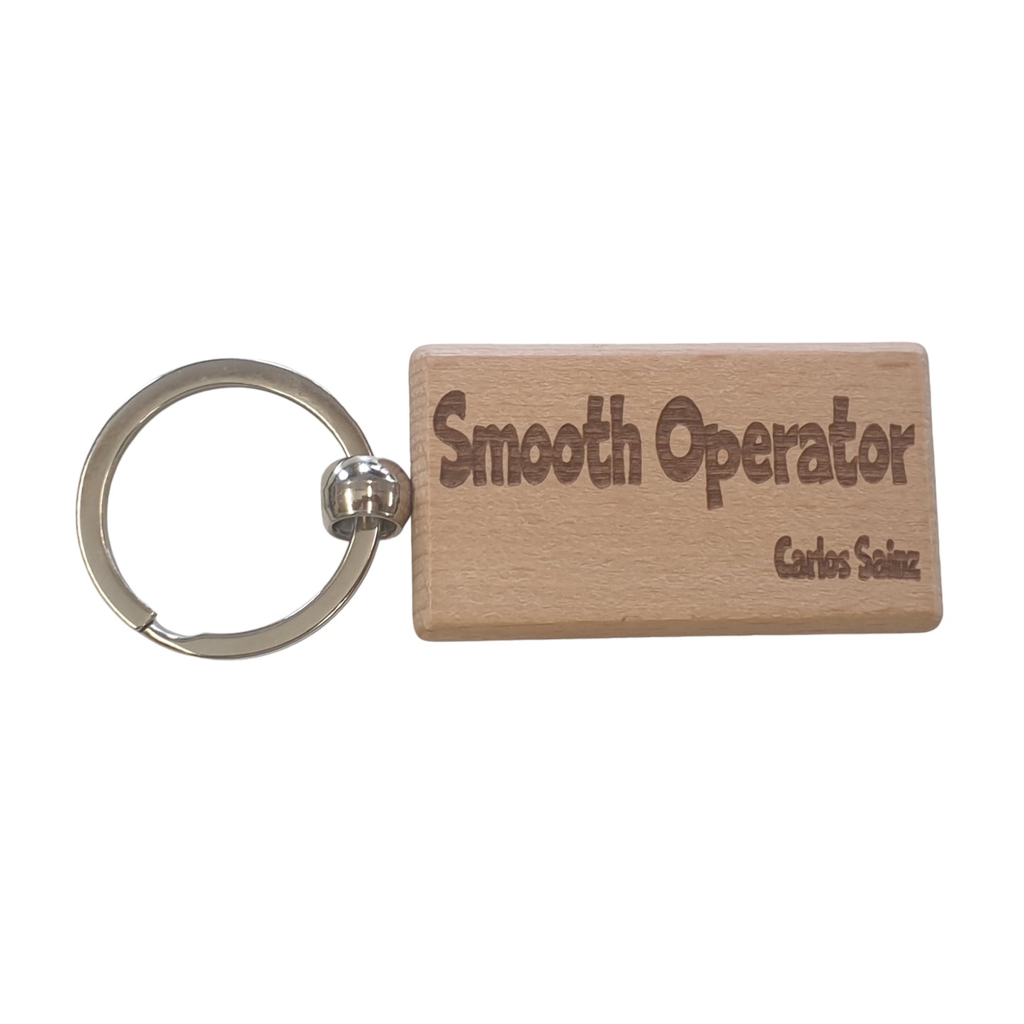 Carlos Sainz Keyring Gift Smooth Operator Engraved Wooden Key Fob Fun Novelty Nice F1 Present